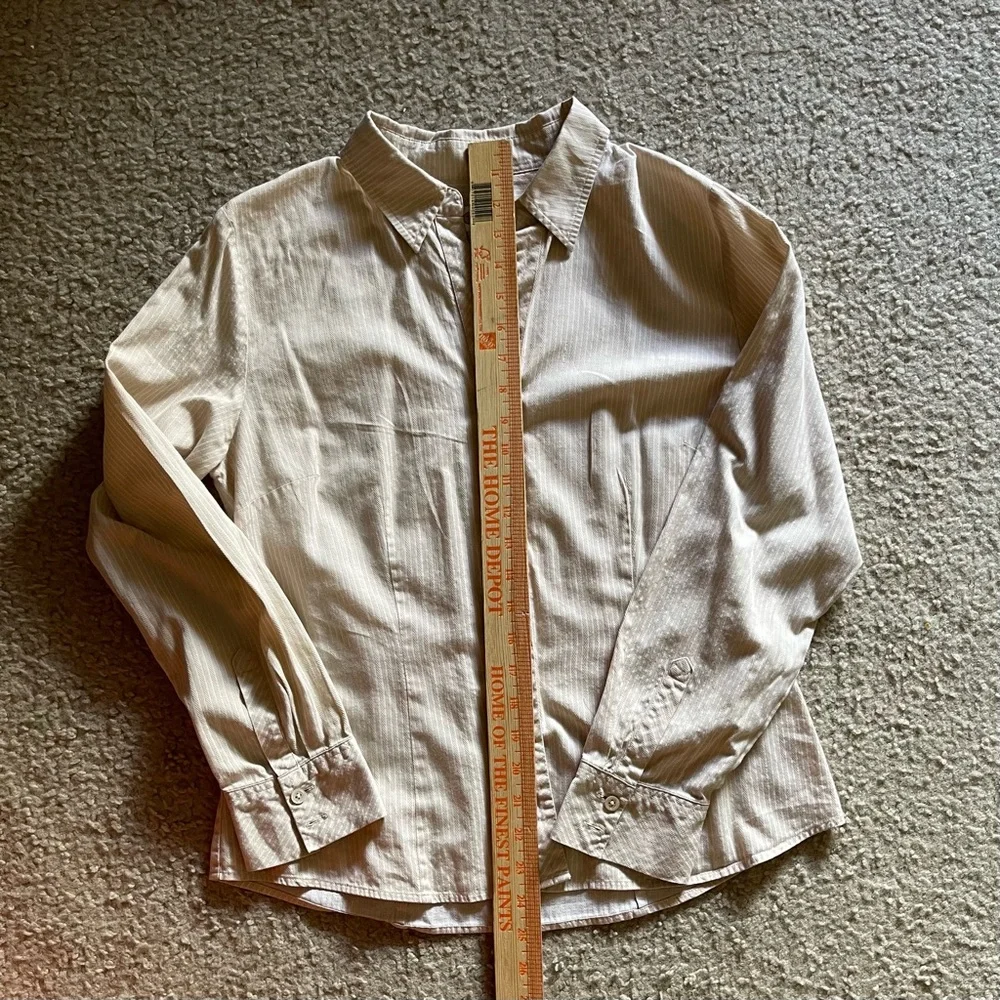 Talbots Womens Button Down Long Sleeve Shirt Sz 10 Preppy Classic Old Money Tan